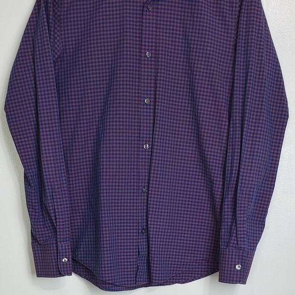 Boss Hugo Boss size S check plaid slim fit shirt blue button front long sleeve - Picture 4 of 11